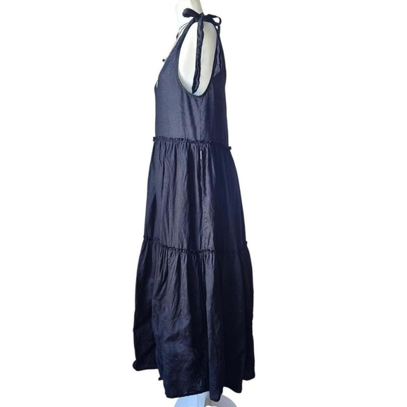 Replay Black Whimsygoth Tiered Dress with Tie Shoulder Strap Bows - Size Small - Picture 5 of 9